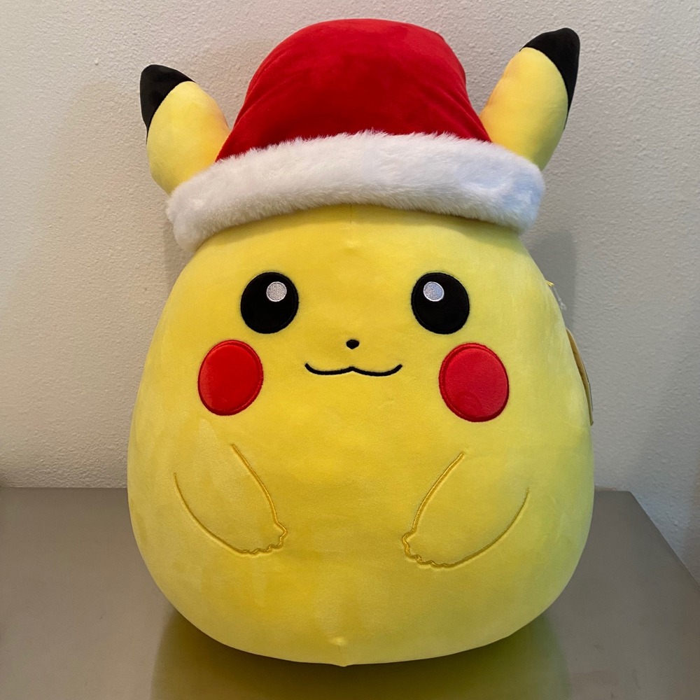 Pikachu Pokemon Squishmallows Plush 20 Inch Large Santa Hat Christmas Kellytoy